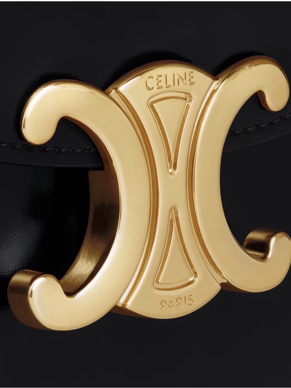 CELINE Mini Besace Clea Shoulder Bag in Black Shiny Calfskin w/Gold Finishing - Picture 6 of 6
